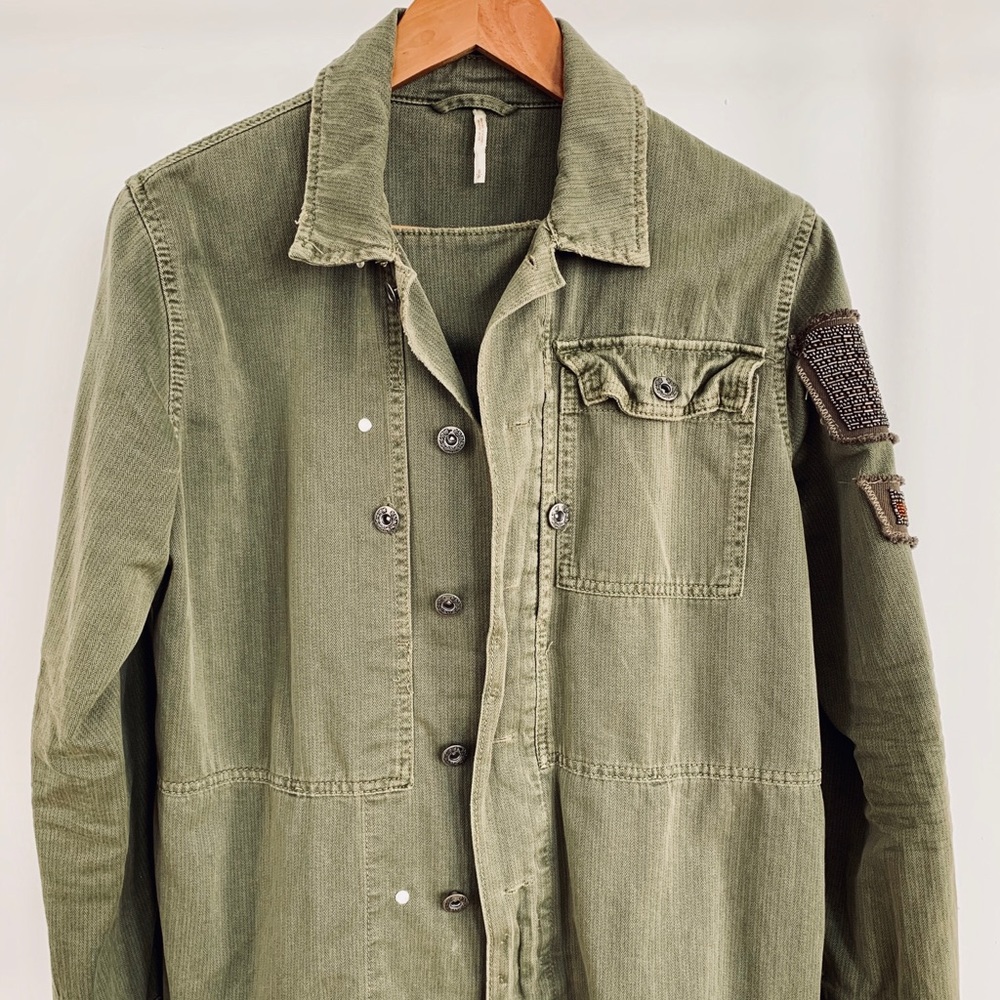 Free People  Army Green Military Jacket